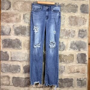 Judy Blue Women's Size 9 29 Straight Fit Leg Distressed Ripped Blue Denim Jeans